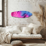 Pink Blue Topographic Wave Abstract Glass Wall Art.