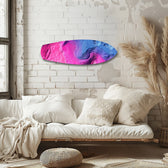 Pink Blue Topographic Wave Abstract Glass Wall Art.