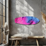 Pink Blue Topographic Wave Abstract Glass Wall Art.