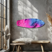 Pink Blue Topographic Wave Abstract Glass Wall Art.