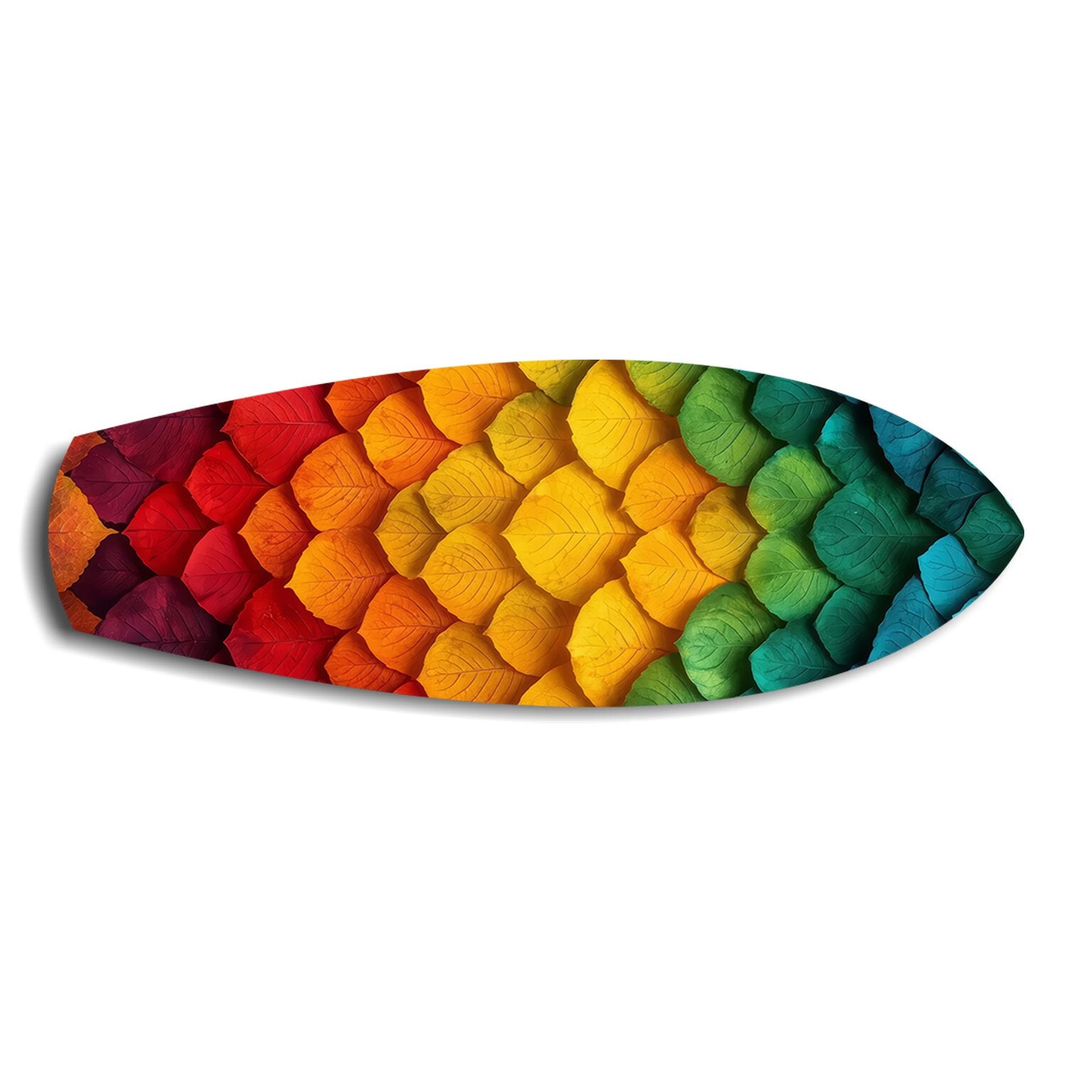 Rainbow Layered Leaves Abstract Glass Wall Art.