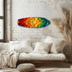 Rainbow Layered Leaves Abstract Glass Wall Art.