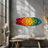 Rainbow Layered Leaves Abstract Glass Wall Art.