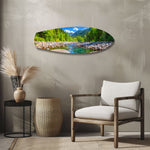 Mountain River Forest Landscape Glass Wall Art.
