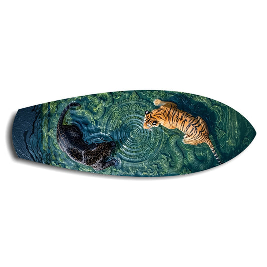 Tiger and Panther Ornamental Water Glass Wall Art.