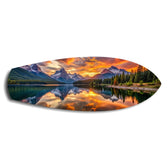 Mountain Lake Sunset Glass Wall Art.