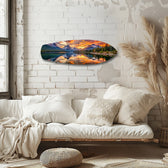 Mountain Lake Sunset Glass Wall Art.