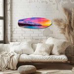 Snowy Mountains Pastel Sunset Glass Wall Art.