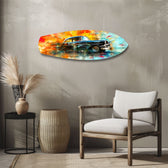 Classic Black Car Watercolor Glass Wall Art.