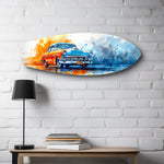 Two-Tone Vintage Car Watercolor Glass Wall Art.