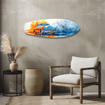 Two-Tone Vintage Car Watercolor Glass Wall Art.