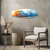 Two-Tone Vintage Car Watercolor Glass Wall Art.