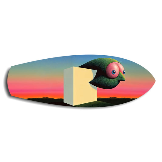 Surreal Bird Cube Sunset Glass Wall Art.