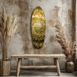 Gold Sequin Burst Luxe Tempered Glass Wall Art.