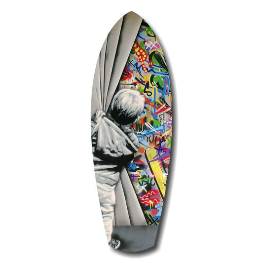 Street Art Curtain Reveal Pop Art Glass Wall Art.