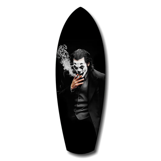 Smoking Jester Dark Portrait Tempered Glass Wall Art.
