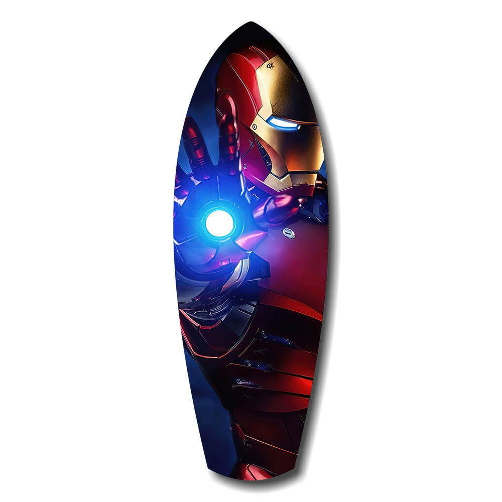 Red Armored Tech Hero Pop Art Glass Wall Art.