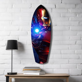 Red Armored Tech Hero Pop Art Glass Wall Art.