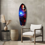 Red Armored Tech Hero Pop Art Glass Wall Art.