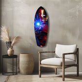 Red Armored Tech Hero Pop Art Glass Wall Art.