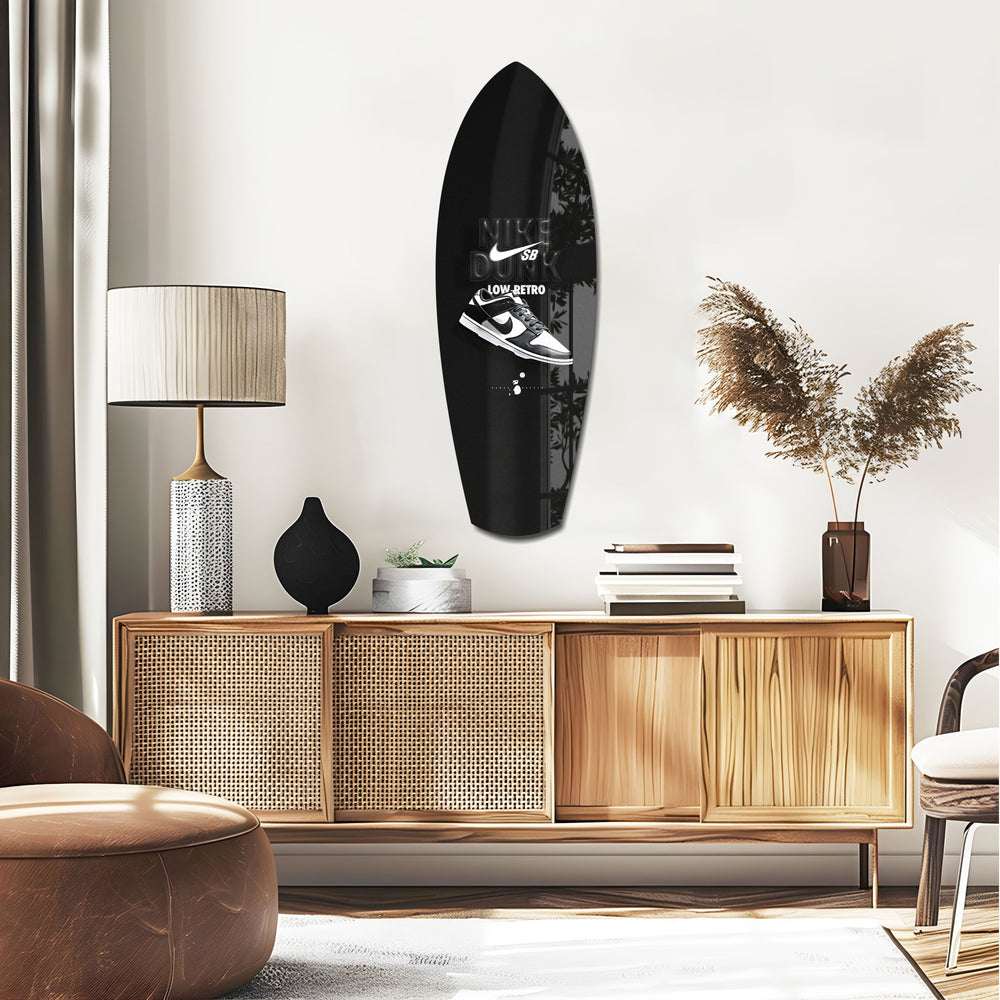 Iconic Black White Sneaker Pop Art Glass Wall Art.