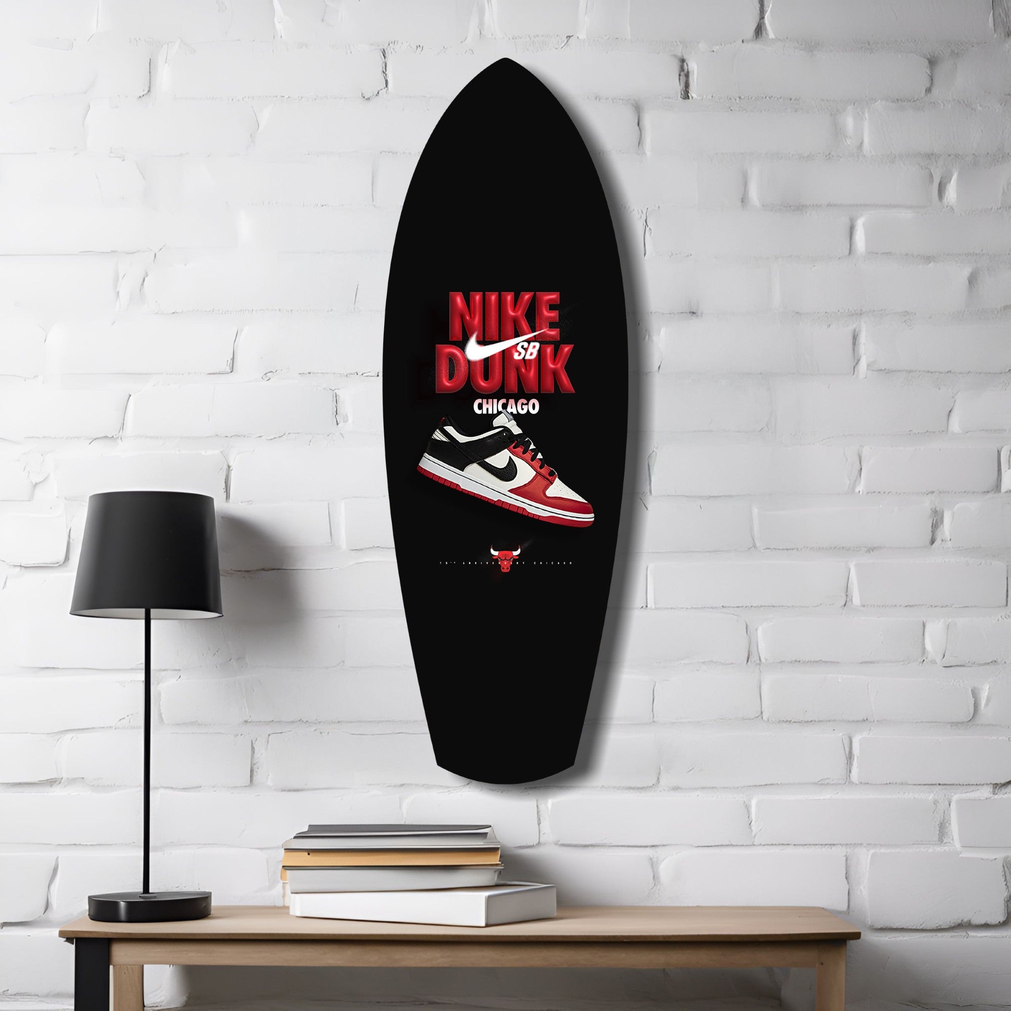 Red White Sneaker Chicago Pop Art Glass Wall Art.