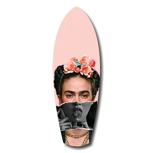 Floral Crown Woman Surreal Tempered Glass Wall Art.