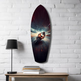 Motorcycle Racer Speed Lines Tempered Glass Wall Art.