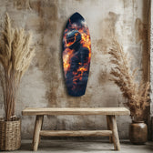 Flaming Helmet Motorcycle Rider Tempered Glass Wall Art.