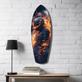 Flaming Helmet Motorcycle Rider Tempered Glass Wall Art.
