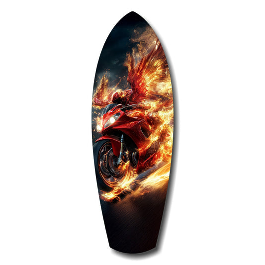 Phoenix Wings Motorcycle Fire Tempered Glass Wall Art.