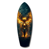 Golden Eagle Wings Motorcycle Fire Glass Wall Art.