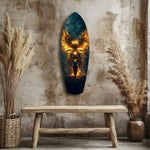 Golden Eagle Wings Motorcycle Fire Glass Wall Art.