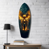 Golden Eagle Wings Motorcycle Fire Glass Wall Art.