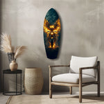 Golden Eagle Wings Motorcycle Fire Glass Wall Art.