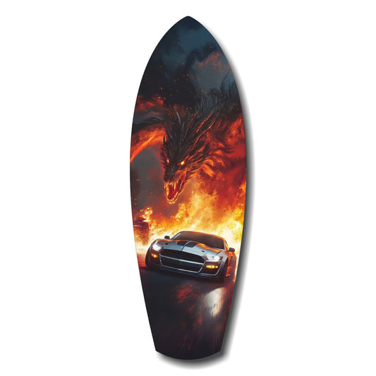 Dragon Sports Car Fire Tempered Glass Wall Art.