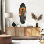 Sunflower-Headed Figure Surreal Glass Wall Art.