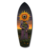 Sunflower-Headed Figure Surreal Glass Wall Art.
