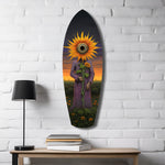 Sunflower-Headed Figure Surreal Glass Wall Art.
