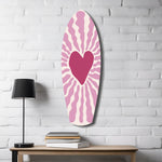 Pink Heart Burst Minimal Glass Wall Art.