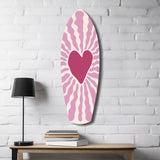 Pink Heart Burst Minimal Glass Wall Art.