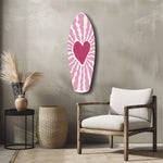 Pink Heart Burst Minimal Glass Wall Art.