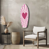 Pink Heart Burst Minimal Glass Wall Art.
