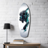 Black Lion Cyan Lightning Glass Wall Art.