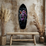 Purple Hannya Mask Skulls Dark Glass Wall Art.