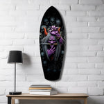 Purple Hannya Mask Skulls Dark Glass Wall Art.