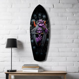 Purple Hannya Mask Skulls Dark Glass Wall Art.