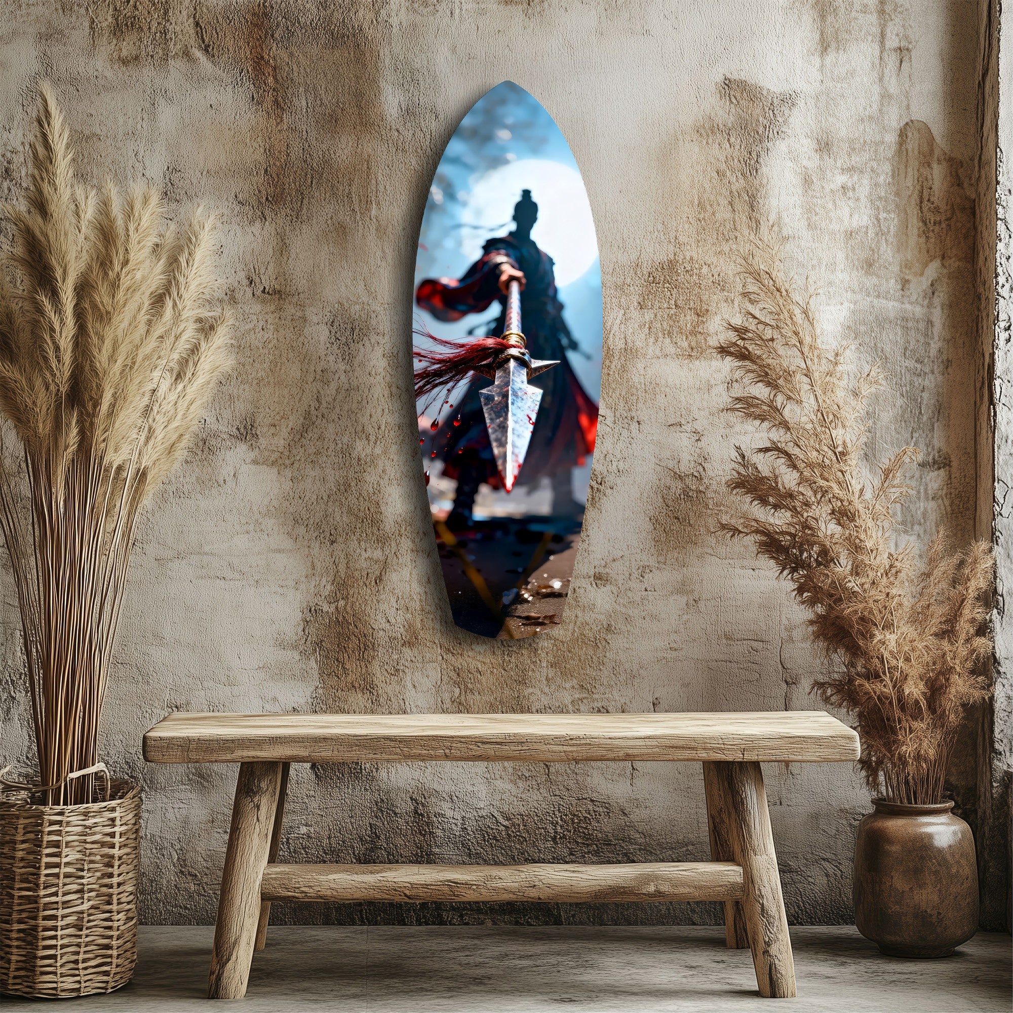 Samurai Spear Moonlight Glass Wall Art.