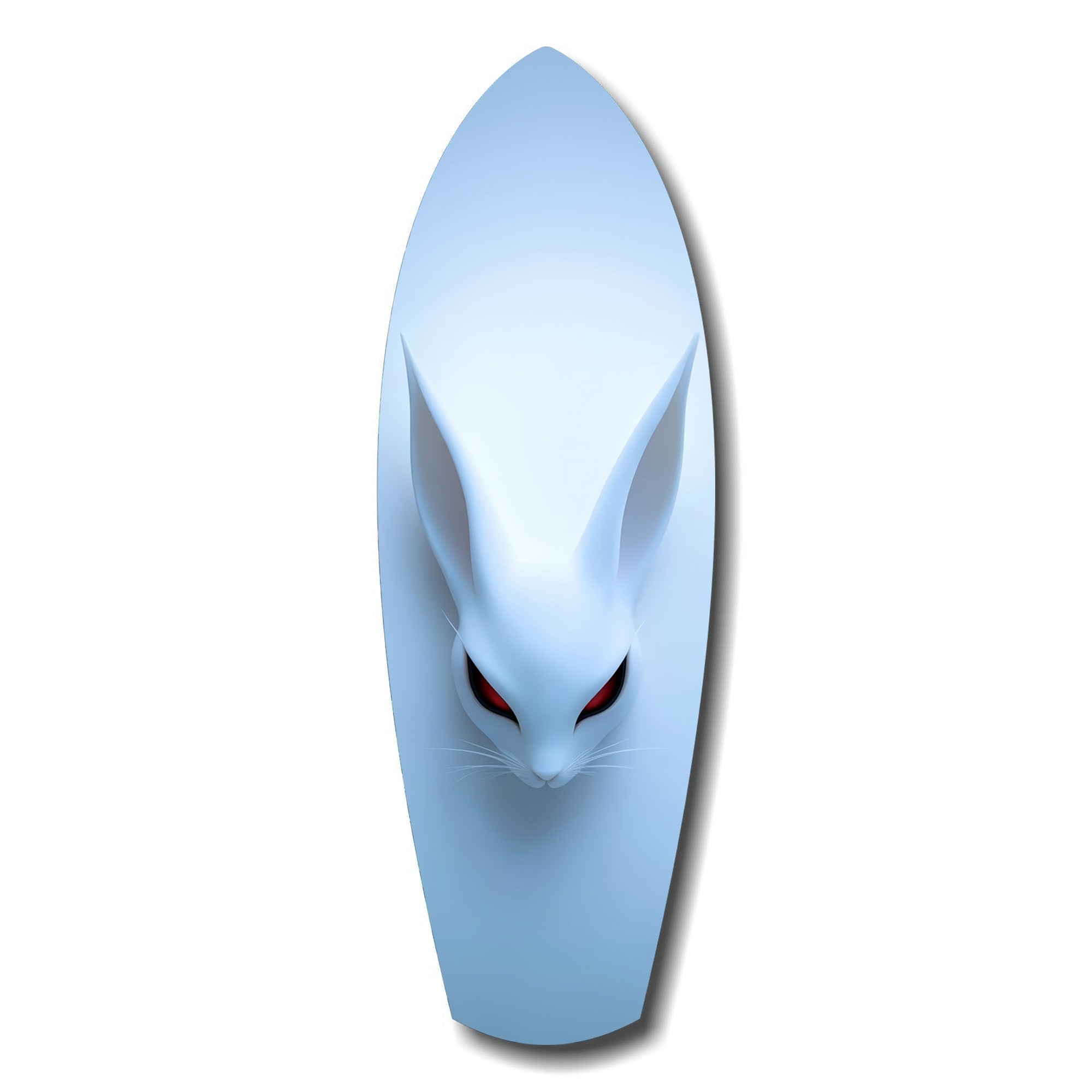 Pale Blue Rabbit Red Eyes Minimal Glass Wall Art.