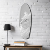White Cat Profile Minimal Glass Wall Art.